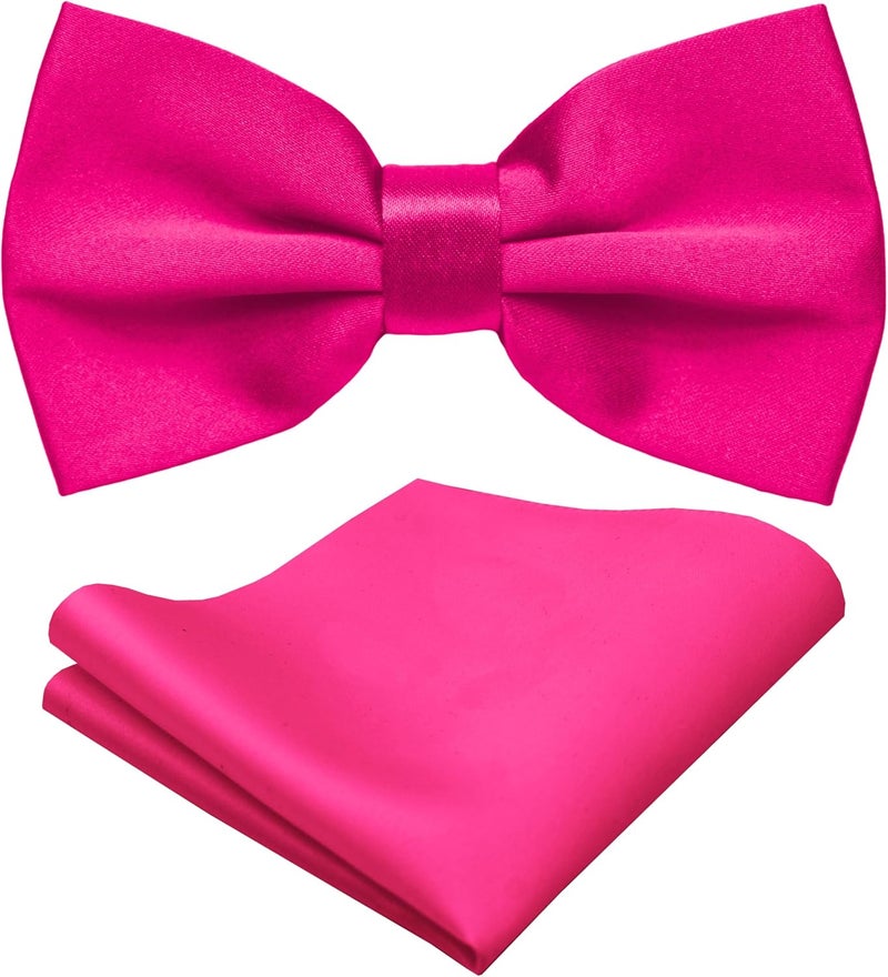 Trilece Bow Ties for Men - Mens Solid Color Formal Pre Tied Bowtie and Pocket Square Sets - Mens Bowties Bow Tie Sets - Image 1